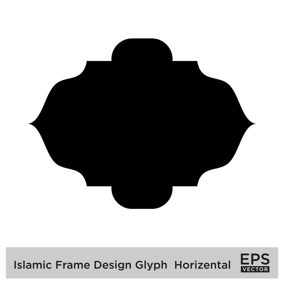 islamique Cadre conception glyphe horizontal noir rempli silhouettes conception pictogramme symbole visuel illustration vecteur