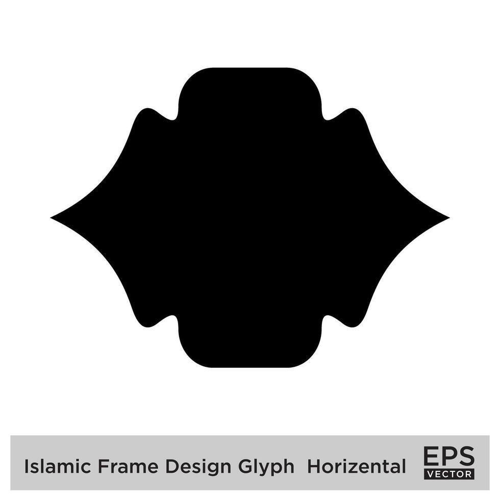 islamique Cadre conception glyphe horizontal noir rempli silhouettes conception pictogramme symbole visuel illustration vecteur