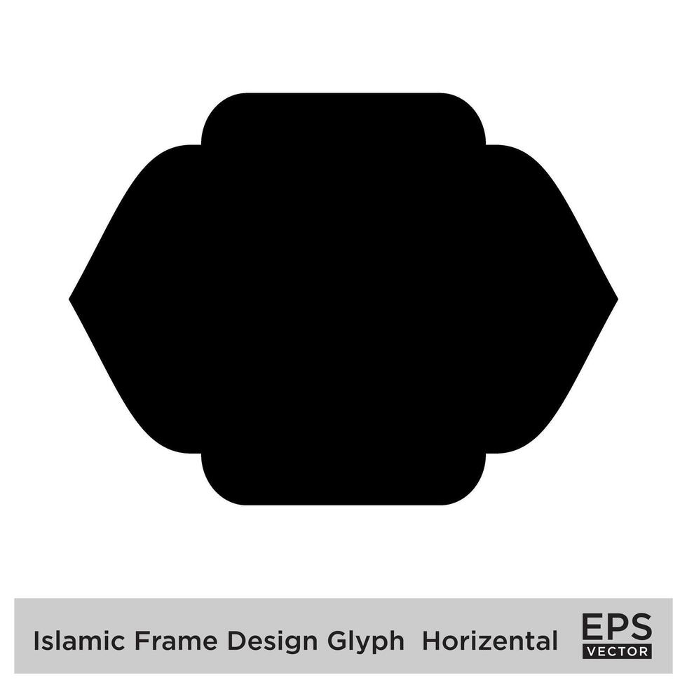 islamique Cadre conception glyphe horizontal noir rempli silhouettes conception pictogramme symbole visuel illustration vecteur