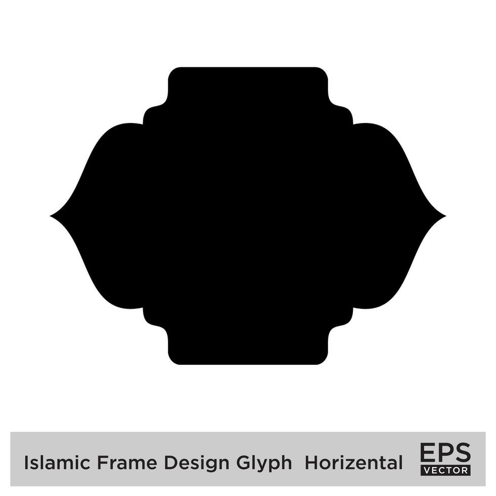 islamique Cadre conception glyphe horizontal noir rempli silhouettes conception pictogramme symbole visuel illustration vecteur