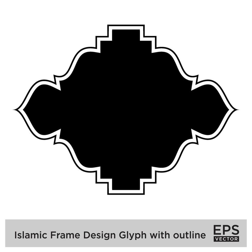 islamique Cadre conception glyphe avec contour noir rempli silhouettes conception pictogramme symbole visuel illustration vecteur