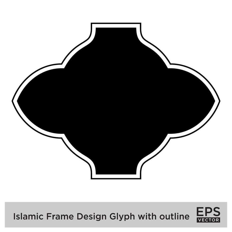 islamique Cadre conception glyphe avec contour noir rempli silhouettes conception pictogramme symbole visuel illustration vecteur