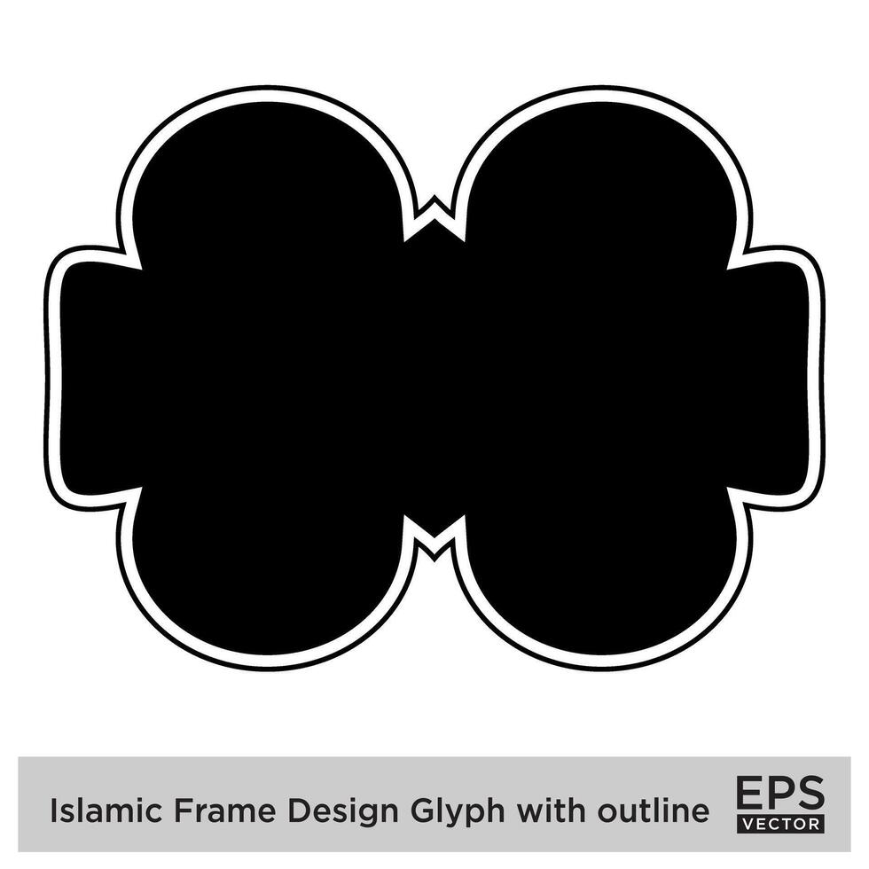 islamique Cadre conception glyphe avec contour noir rempli silhouettes conception pictogramme symbole visuel illustration vecteur