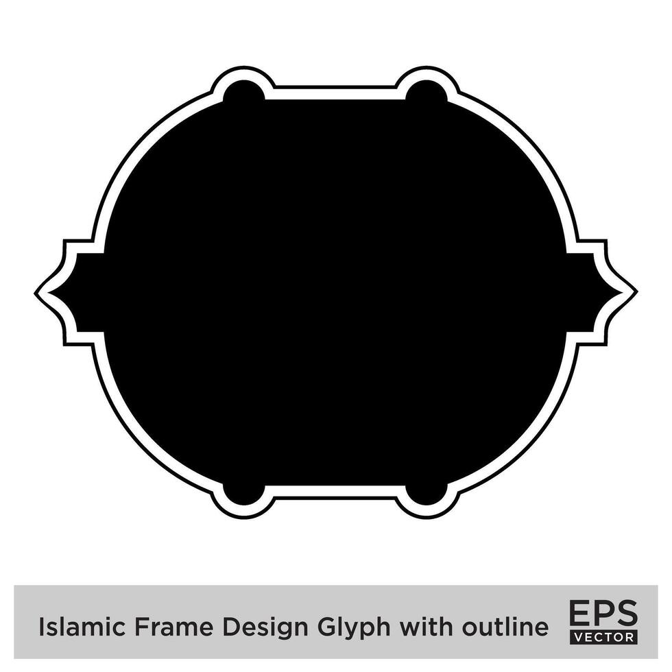 islamique Cadre conception glyphe avec contour noir rempli silhouettes conception pictogramme symbole visuel illustration vecteur