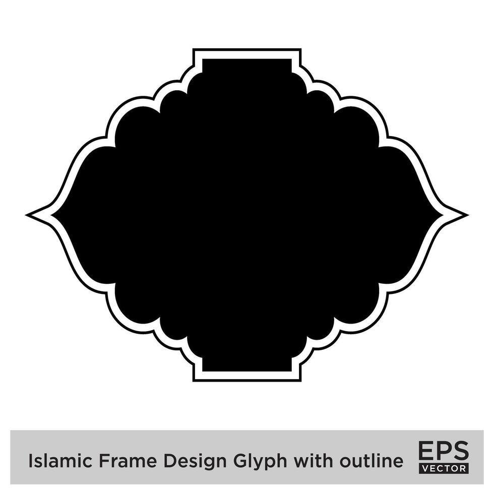 islamique Cadre conception glyphe avec contour noir rempli silhouettes conception pictogramme symbole visuel illustration vecteur