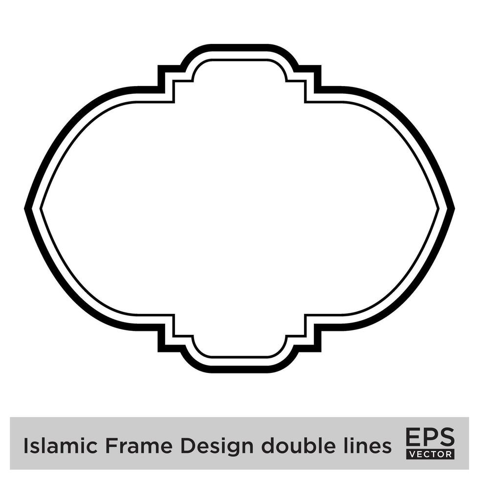 islamique Cadre conception double lignes noir accident vasculaire cérébral silhouettes conception pictogramme symbole visuel illustration vecteur