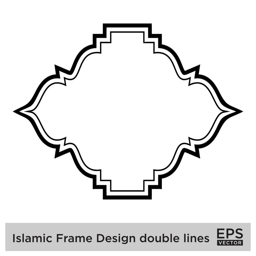 islamique Cadre conception double lignes noir accident vasculaire cérébral silhouettes conception pictogramme symbole visuel illustration vecteur