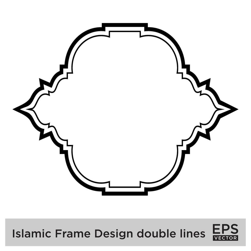 islamique Cadre conception double lignes noir accident vasculaire cérébral silhouettes conception pictogramme symbole visuel illustration vecteur