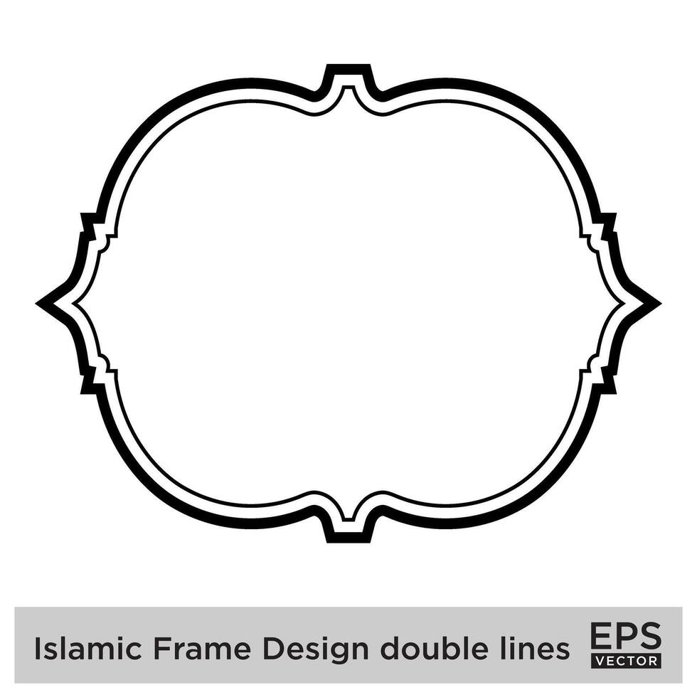 islamique Cadre conception double lignes noir accident vasculaire cérébral silhouettes conception pictogramme symbole visuel illustration vecteur