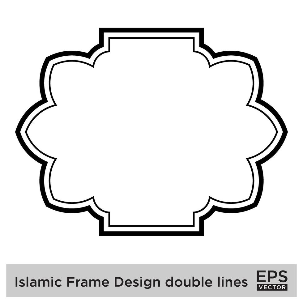 islamique Cadre conception double lignes noir accident vasculaire cérébral silhouettes conception pictogramme symbole visuel illustration vecteur