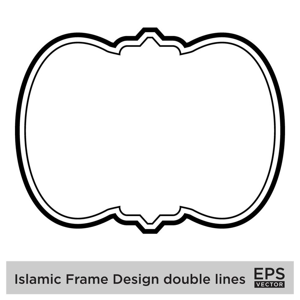 islamique Cadre conception double lignes noir accident vasculaire cérébral silhouettes conception pictogramme symbole visuel illustration vecteur