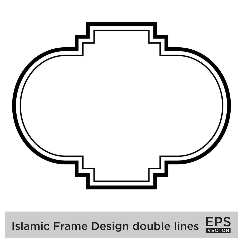 islamique Cadre conception double lignes noir accident vasculaire cérébral silhouettes conception pictogramme symbole visuel illustration vecteur