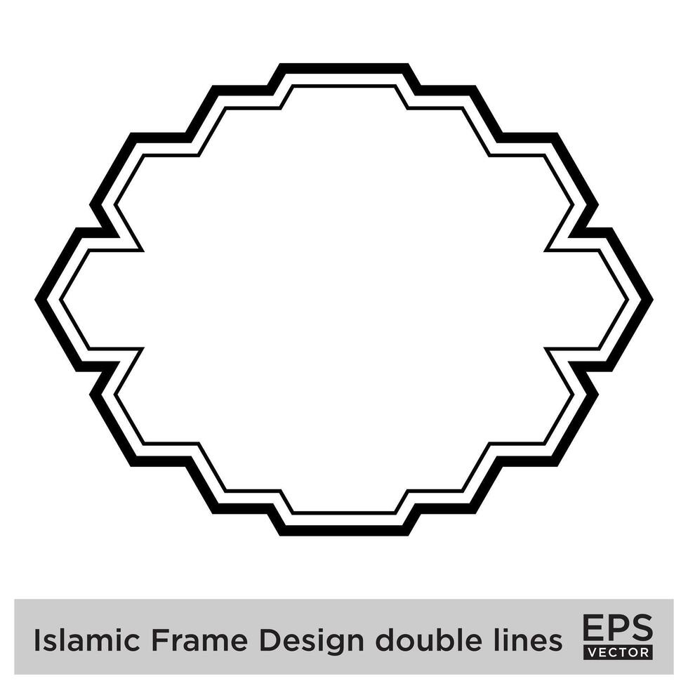 islamique Cadre conception double lignes noir accident vasculaire cérébral silhouettes conception pictogramme symbole visuel illustration vecteur