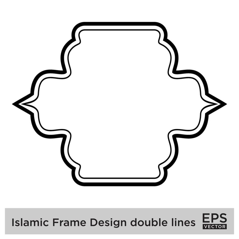 islamique Cadre conception double lignes noir accident vasculaire cérébral silhouettes conception pictogramme symbole visuel illustration vecteur