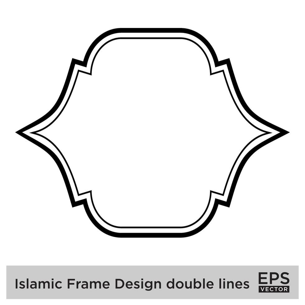 islamique Cadre conception double lignes noir accident vasculaire cérébral silhouettes conception pictogramme symbole visuel illustration vecteur