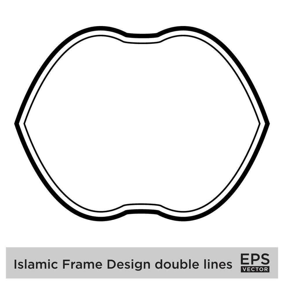 islamique Cadre conception double lignes noir accident vasculaire cérébral silhouettes conception pictogramme symbole visuel illustration vecteur