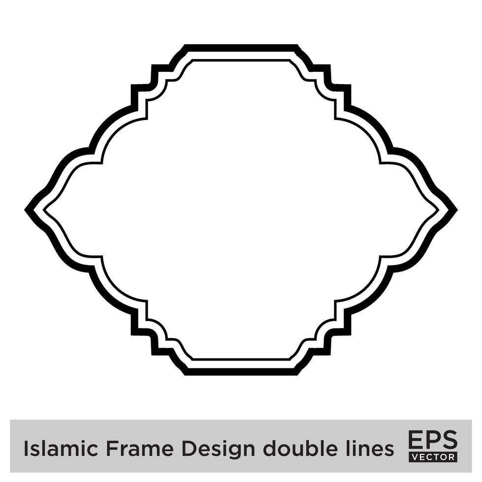 islamique Cadre conception double lignes noir accident vasculaire cérébral silhouettes conception pictogramme symbole visuel illustration vecteur