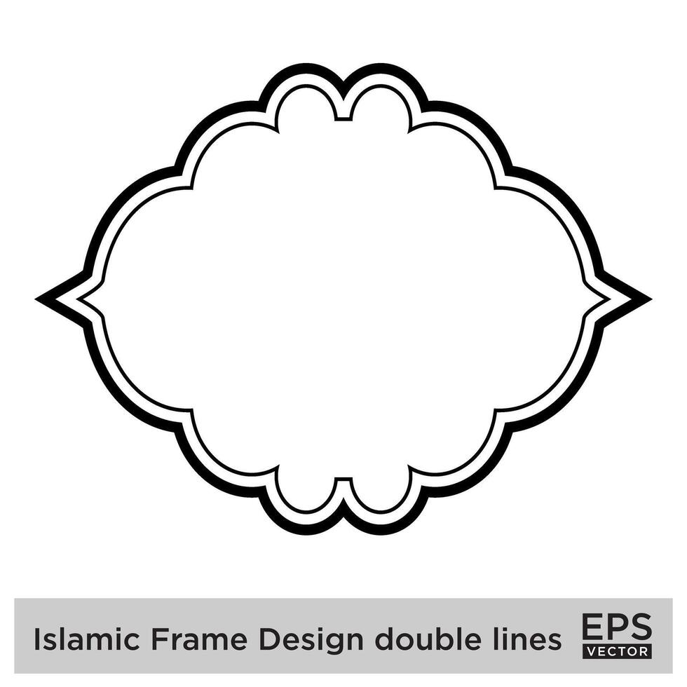 islamique Cadre conception double lignes noir accident vasculaire cérébral silhouettes conception pictogramme symbole visuel illustration vecteur