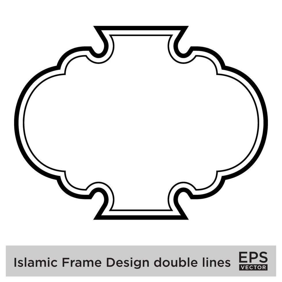 islamique Cadre conception double lignes noir accident vasculaire cérébral silhouettes conception pictogramme symbole visuel illustration vecteur