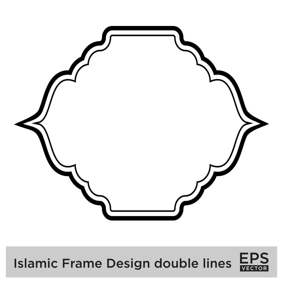 islamique Cadre conception double lignes noir accident vasculaire cérébral silhouettes conception pictogramme symbole visuel illustration vecteur