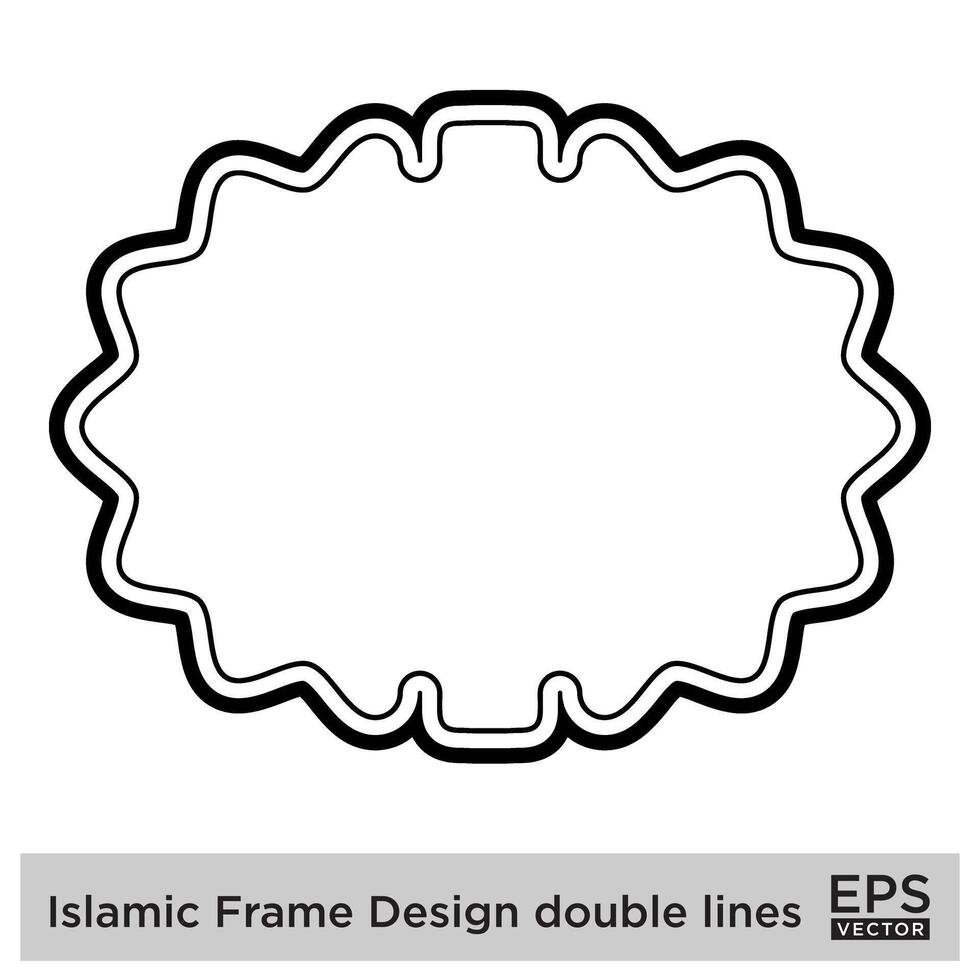 islamique Cadre conception double lignes noir accident vasculaire cérébral silhouettes conception pictogramme symbole visuel illustration vecteur