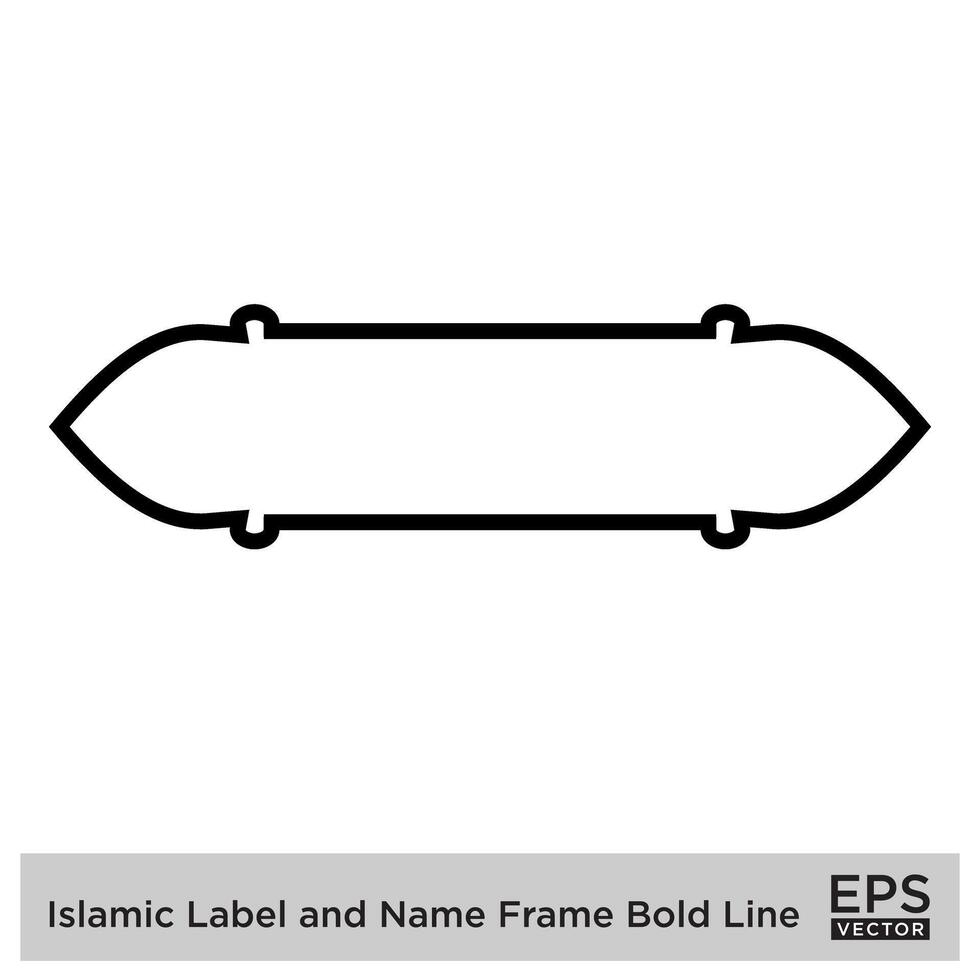 islamique étiquette et Nom Cadre audacieux ligne contour linéaire noir accident vasculaire cérébral silhouettes conception pictogramme symbole visuel illustration vecteur