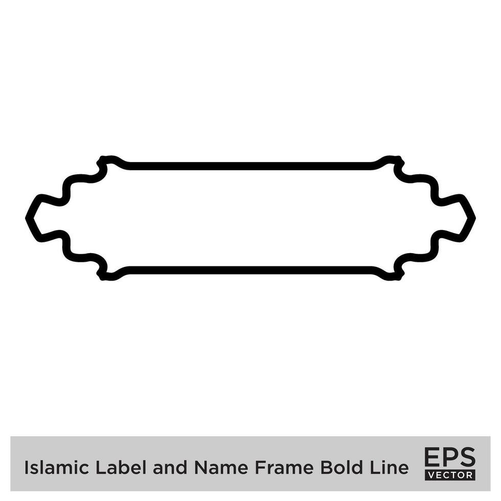 islamique étiquette et Nom Cadre audacieux ligne contour linéaire noir accident vasculaire cérébral silhouettes conception pictogramme symbole visuel illustration vecteur