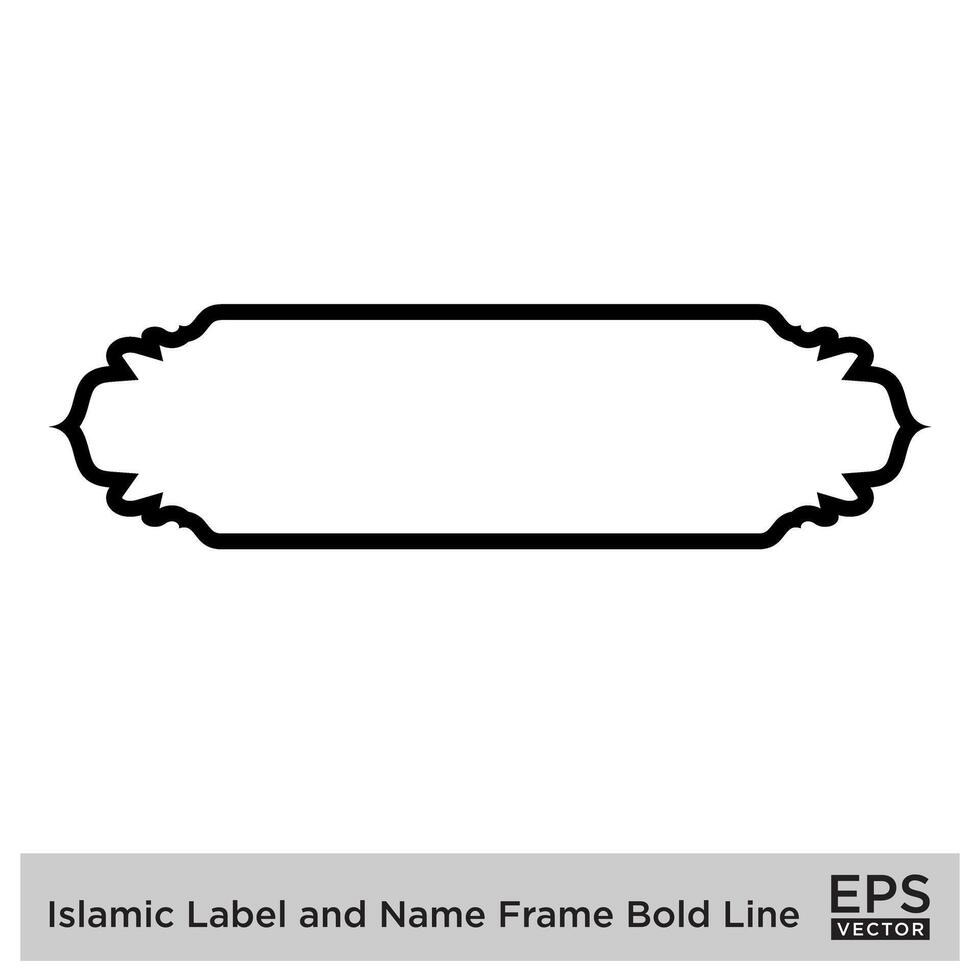 islamique étiquette et Nom Cadre audacieux ligne contour linéaire noir accident vasculaire cérébral silhouettes conception pictogramme symbole visuel illustration vecteur