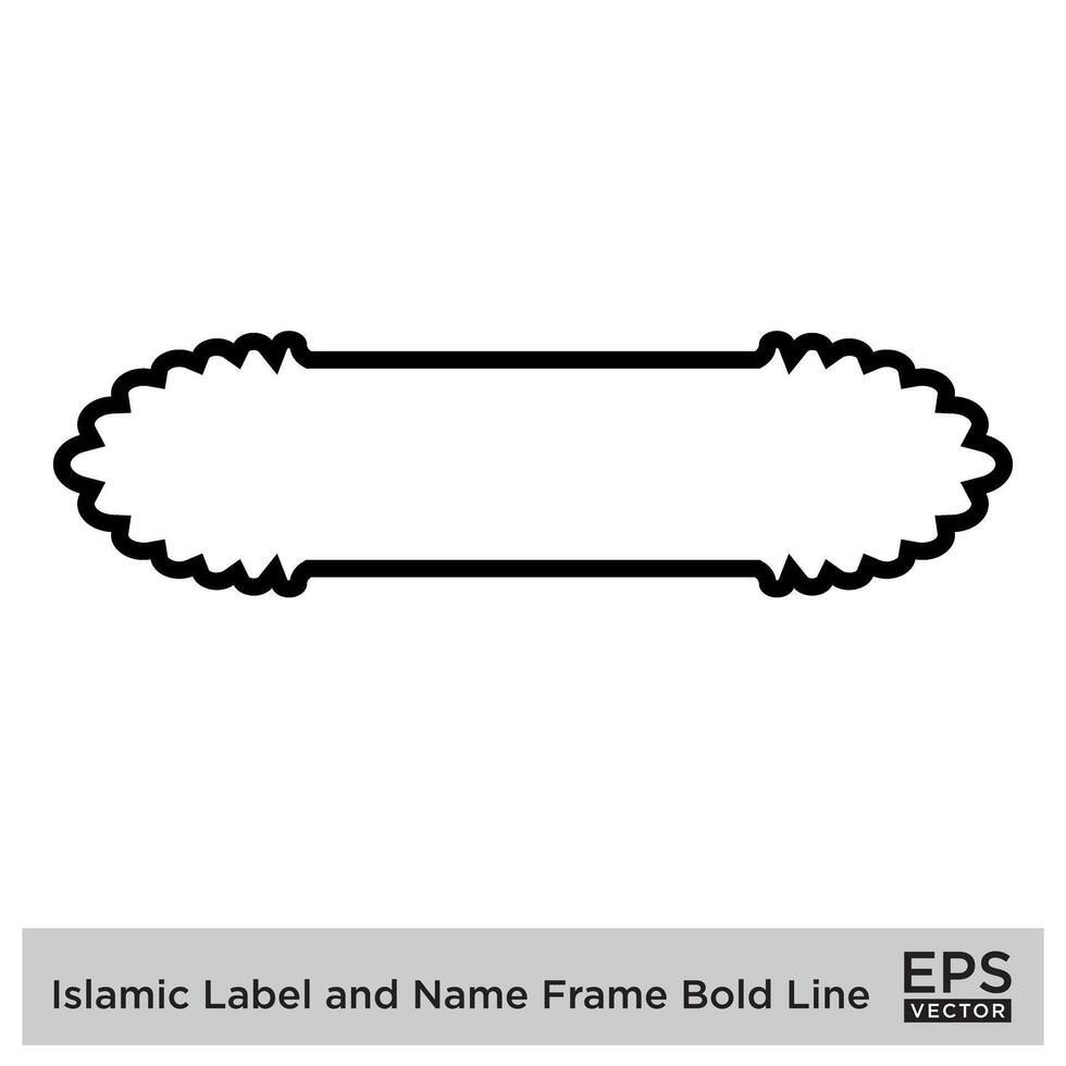 islamique étiquette et Nom Cadre audacieux ligne contour linéaire noir accident vasculaire cérébral silhouettes conception pictogramme symbole visuel illustration vecteur