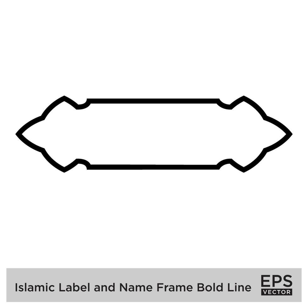 islamique étiquette et Nom Cadre audacieux ligne contour linéaire noir accident vasculaire cérébral silhouettes conception pictogramme symbole visuel illustration vecteur