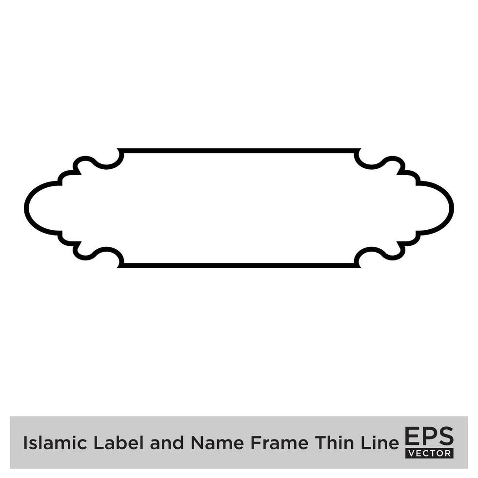 islamique étiquette et Nom Cadre mince ligne contour linéaire noir accident vasculaire cérébral silhouettes conception pictogramme symbole visuel illustration vecteur