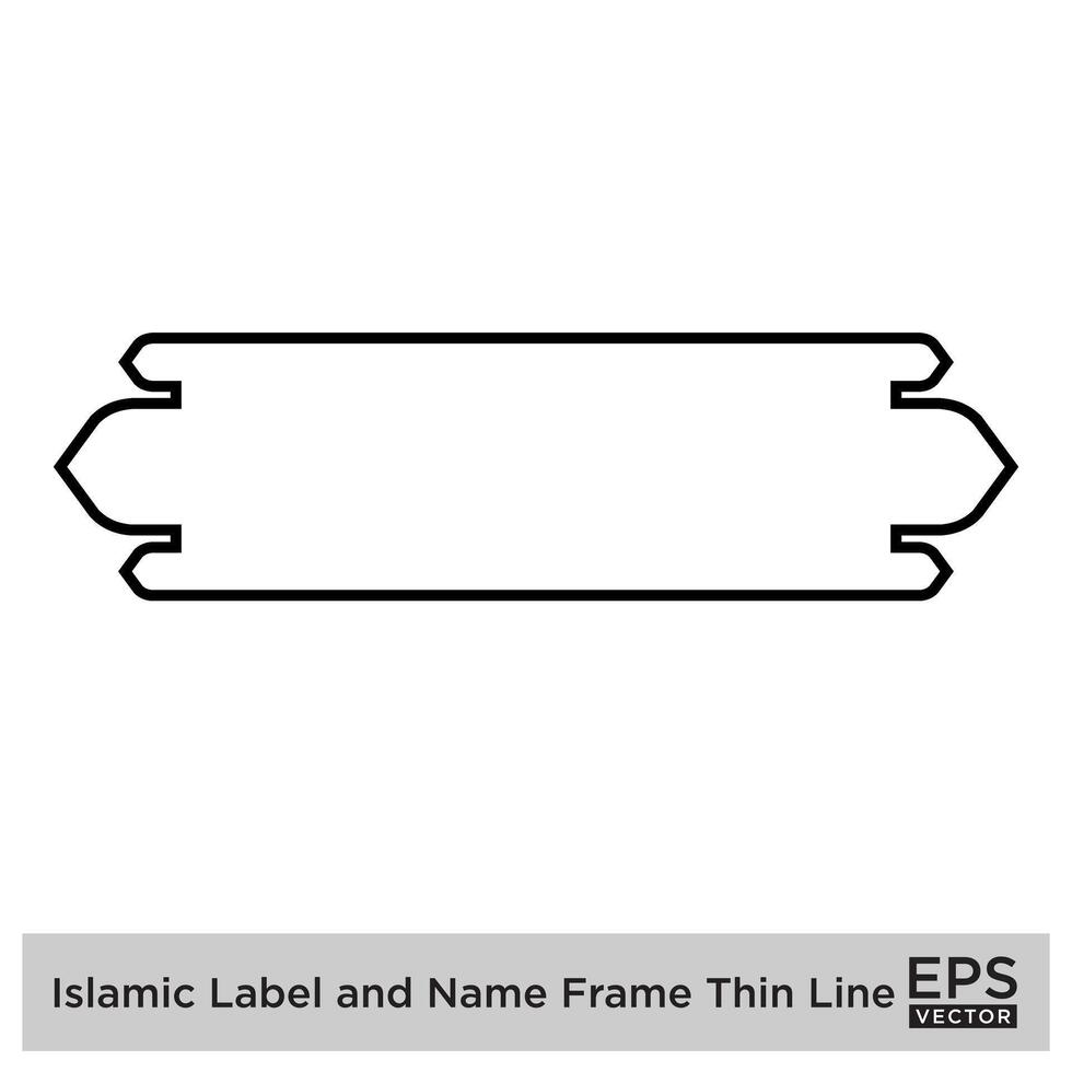 islamique étiquette et Nom Cadre mince ligne contour linéaire noir accident vasculaire cérébral silhouettes conception pictogramme symbole visuel illustration vecteur