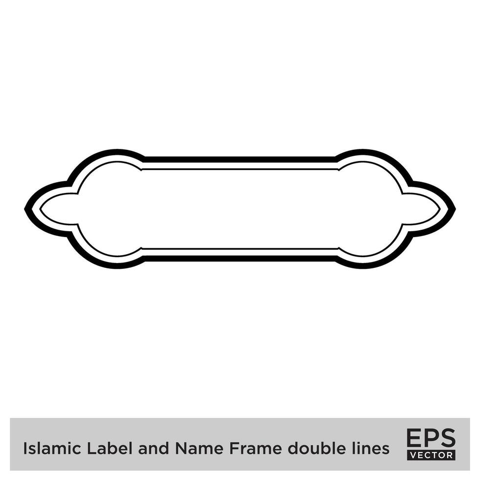 islamique étiquette et Nom Cadre double lignes contour linéaire noir accident vasculaire cérébral silhouettes conception pictogramme symbole visuel illustration vecteur