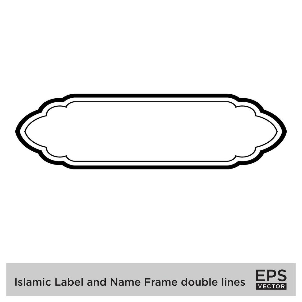 islamique étiquette et Nom Cadre double lignes contour linéaire noir accident vasculaire cérébral silhouettes conception pictogramme symbole visuel illustration vecteur