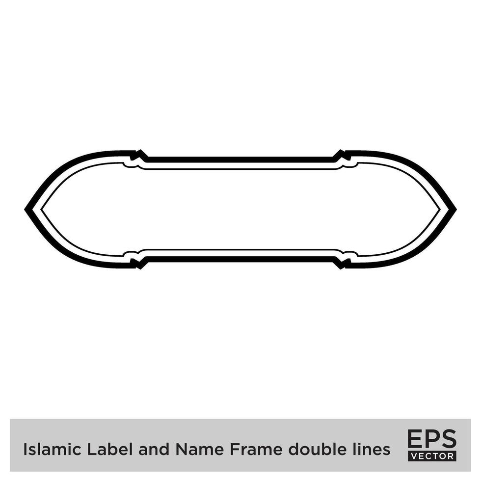 islamique étiquette et Nom Cadre double lignes contour linéaire noir accident vasculaire cérébral silhouettes conception pictogramme symbole visuel illustration vecteur