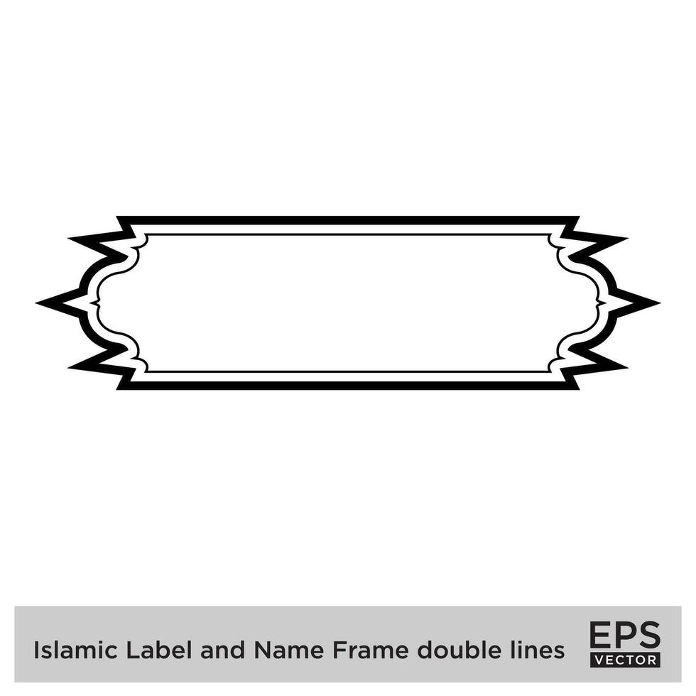 islamique étiquette et Nom Cadre double lignes contour linéaire noir accident vasculaire cérébral silhouettes conception pictogramme symbole visuel illustration vecteur