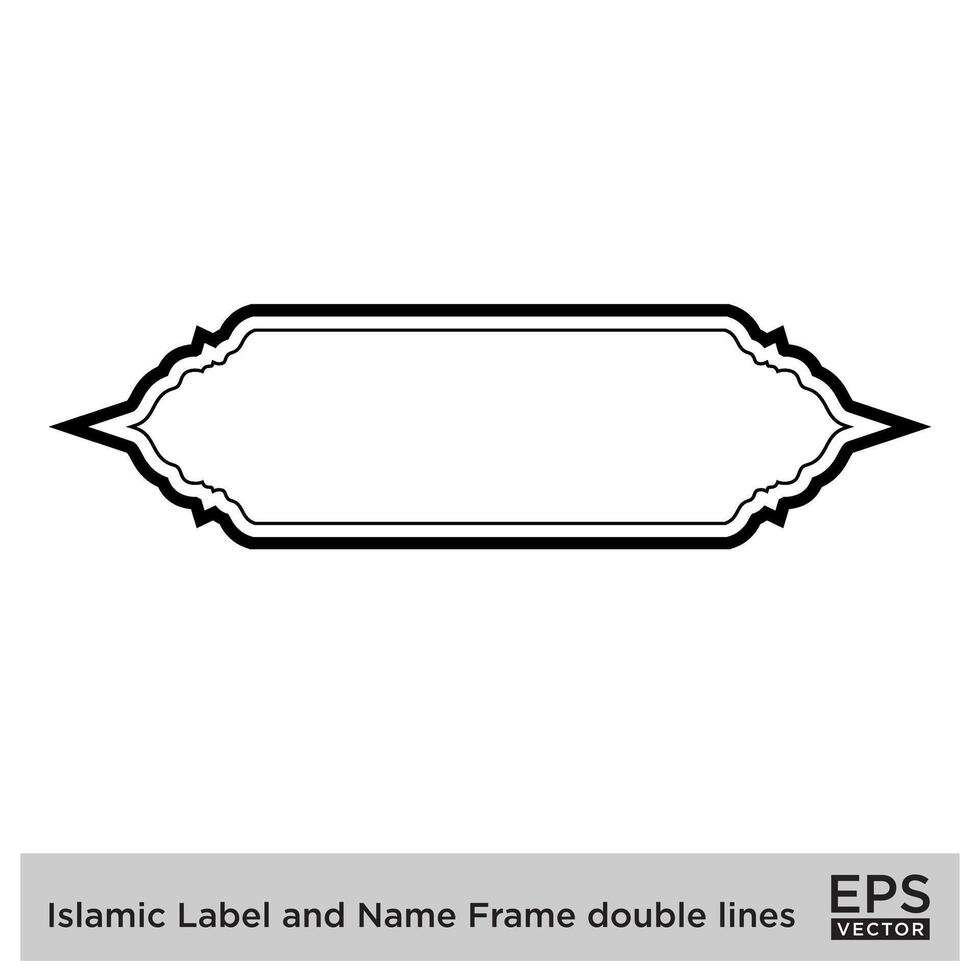 islamique étiquette et Nom Cadre double lignes contour linéaire noir accident vasculaire cérébral silhouettes conception pictogramme symbole visuel illustration vecteur