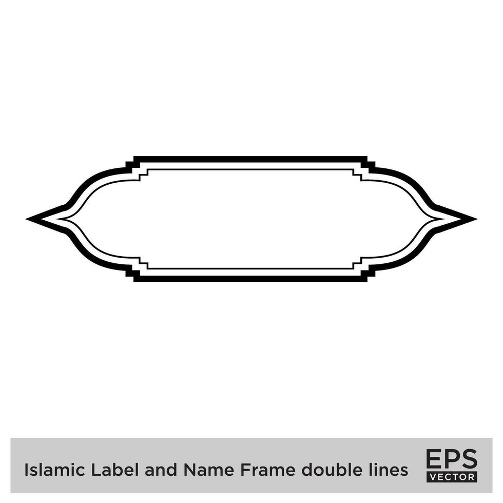 islamique étiquette et Nom Cadre double lignes contour linéaire noir accident vasculaire cérébral silhouettes conception pictogramme symbole visuel illustration vecteur