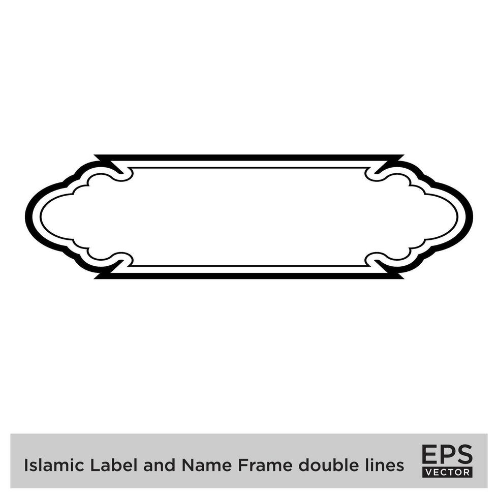 islamique étiquette et Nom Cadre double lignes contour linéaire noir accident vasculaire cérébral silhouettes conception pictogramme symbole visuel illustration vecteur