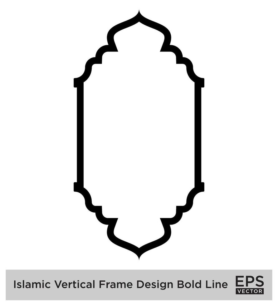 islamique verticale Cadre conception audacieux ligne contour linéaire noir accident vasculaire cérébral silhouettes conception pictogramme symbole visuel illustration vecteur