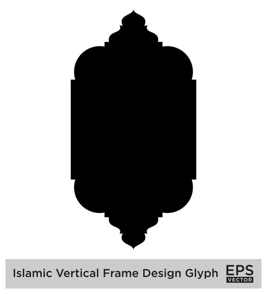 islamique verticale Cadre conception glyphe noir rempli silhouettes conception pictogramme symbole visuel illustration vecteur