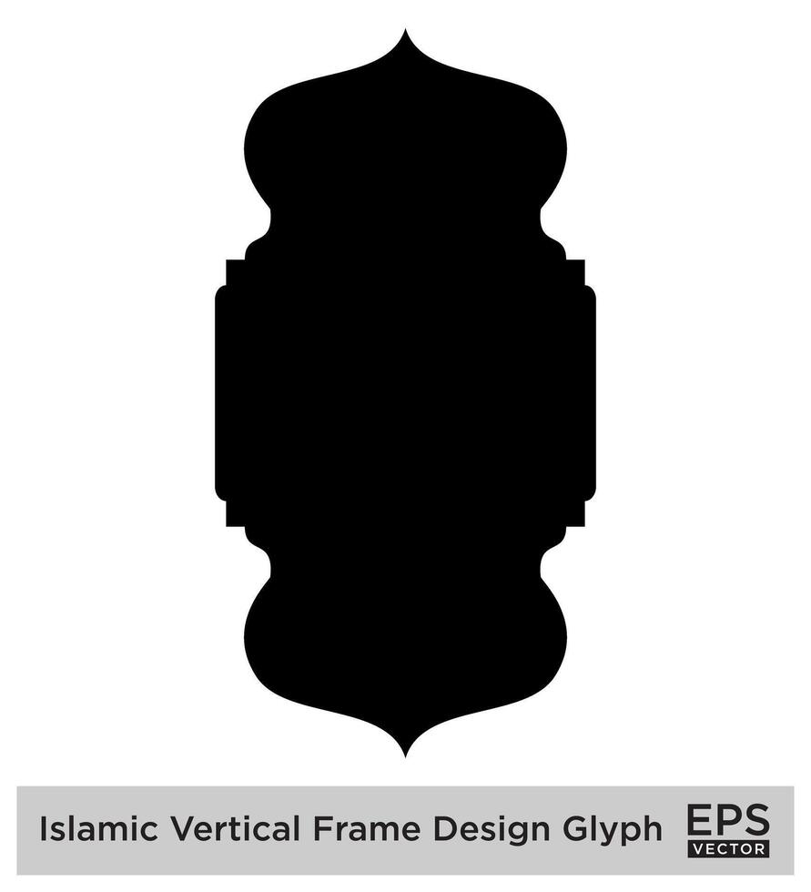 islamique verticale Cadre conception glyphe noir rempli silhouettes conception pictogramme symbole visuel illustration vecteur