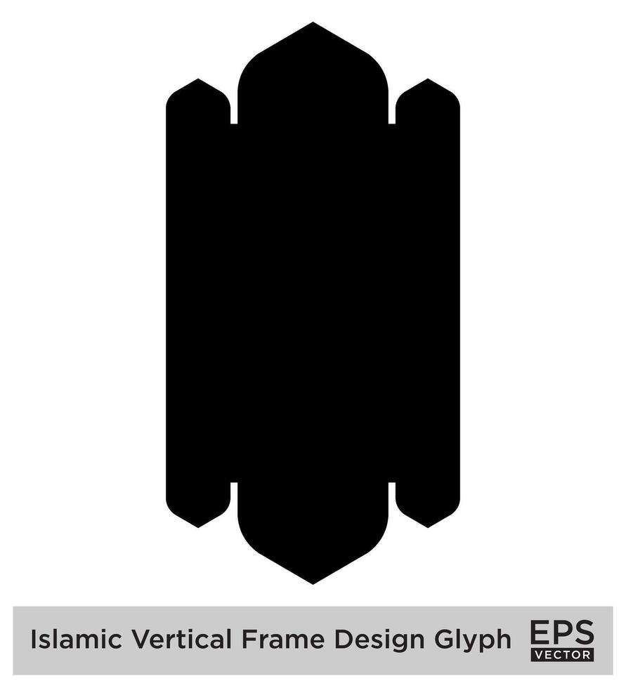 islamique verticale Cadre conception glyphe noir rempli silhouettes conception pictogramme symbole visuel illustration vecteur