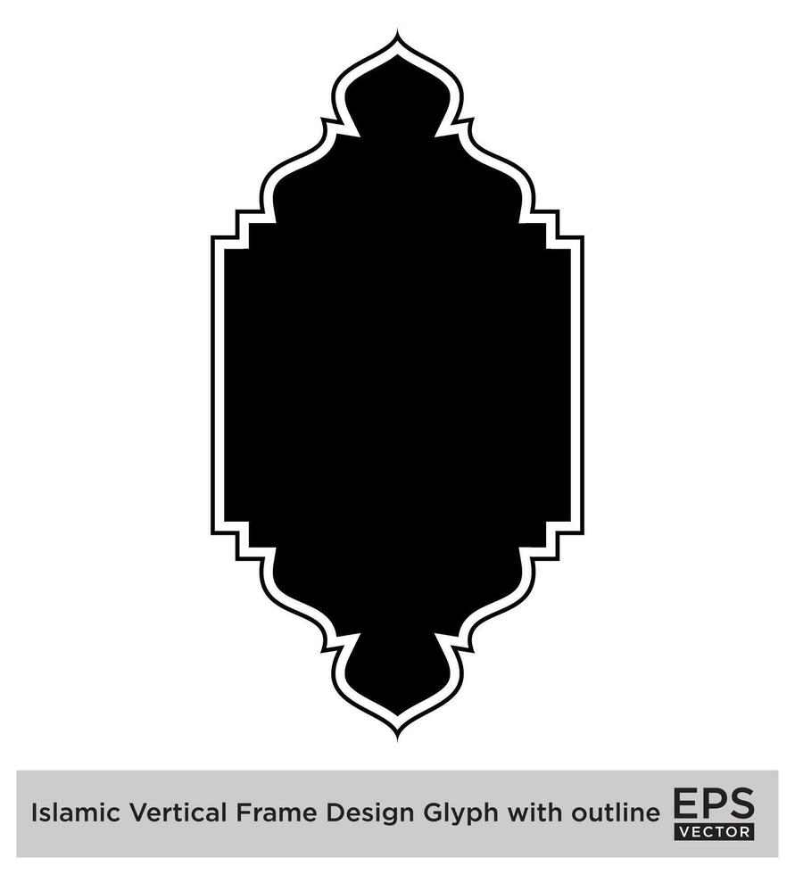 islamique verticale Cadre conception glyphe avec contour noir rempli silhouettes conception pictogramme symbole visuel illustration vecteur