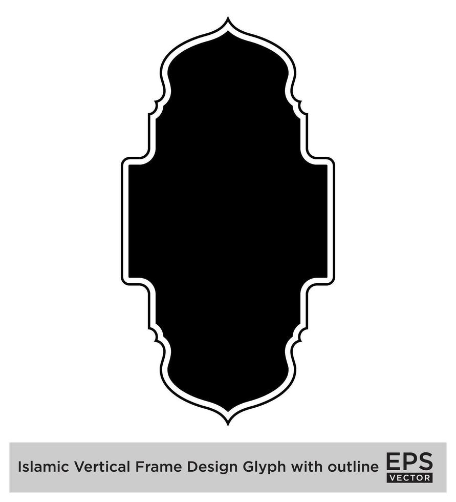 islamique verticale Cadre conception glyphe avec contour noir rempli silhouettes conception pictogramme symbole visuel illustration vecteur