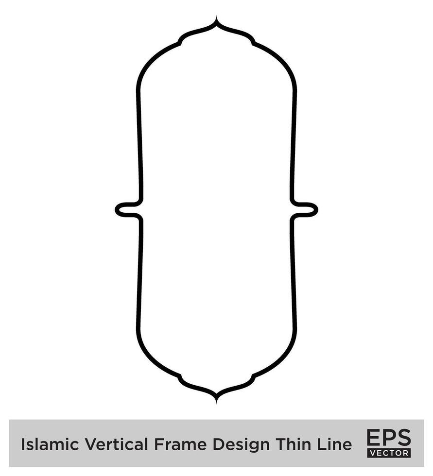 islamique verticale Cadre conception mince ligne noir accident vasculaire cérébral silhouettes conception pictogramme symbole visuel illustration vecteur