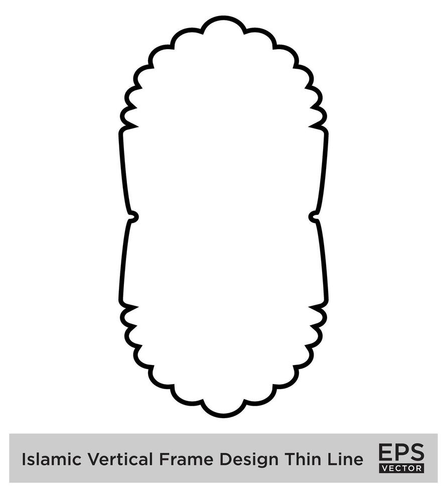 islamique verticale Cadre conception mince ligne noir accident vasculaire cérébral silhouettes conception pictogramme symbole visuel illustration vecteur