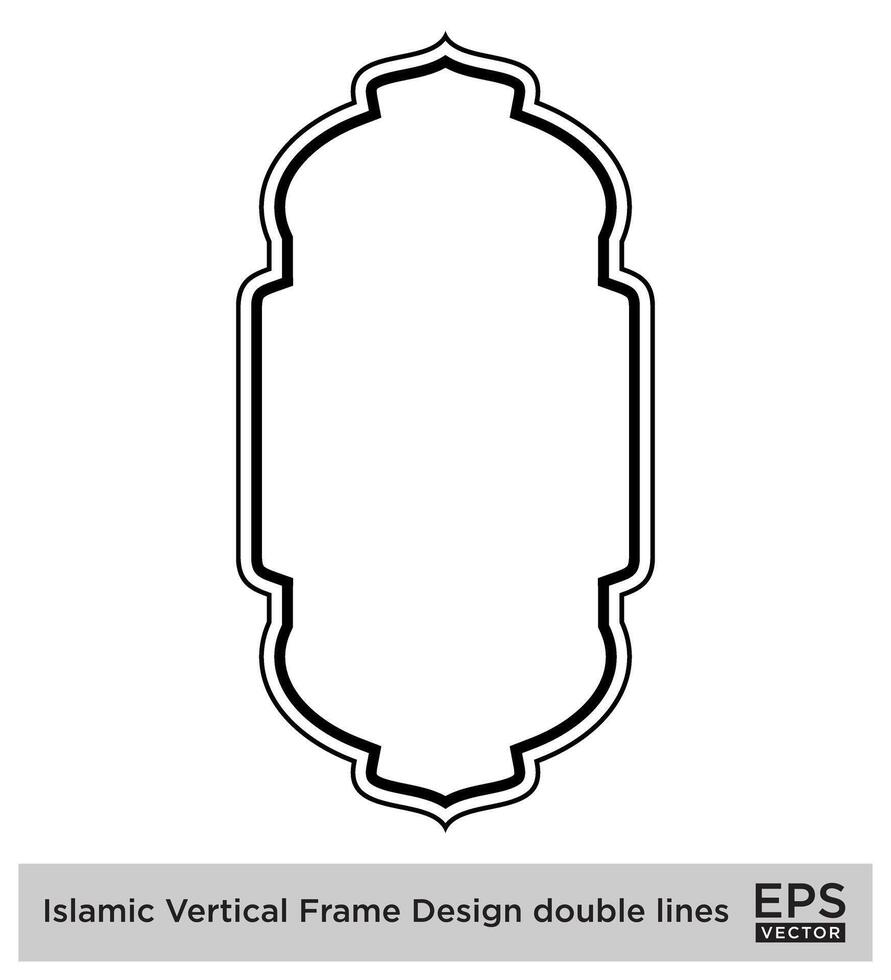 islamique verticale Cadre conception double lignes noir accident vasculaire cérébral silhouettes conception pictogramme symbole visuel illustration vecteur