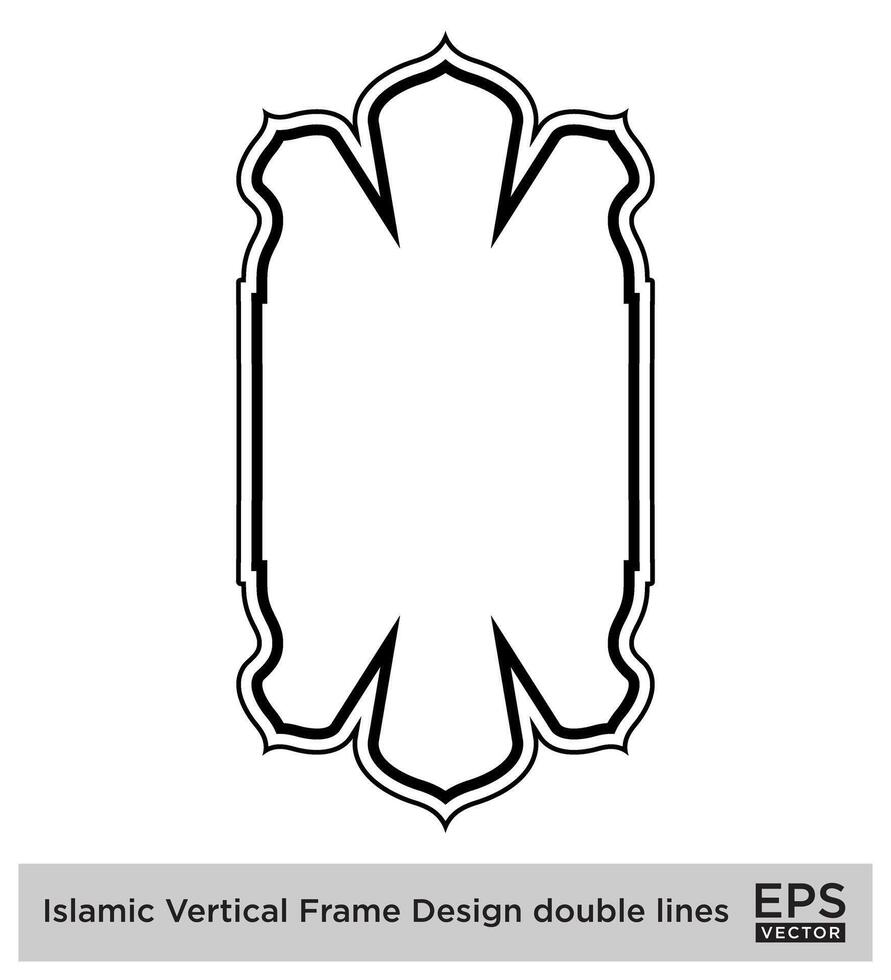 islamique verticale Cadre conception double lignes noir accident vasculaire cérébral silhouettes conception pictogramme symbole visuel illustration vecteur