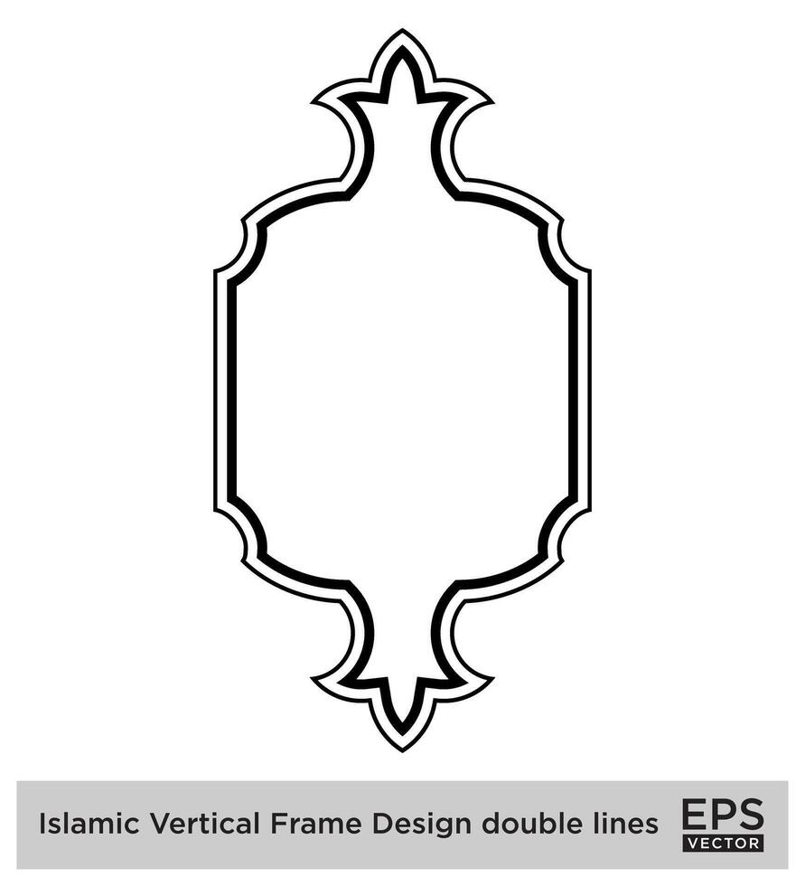 islamique verticale Cadre conception double lignes noir accident vasculaire cérébral silhouettes conception pictogramme symbole visuel illustration vecteur